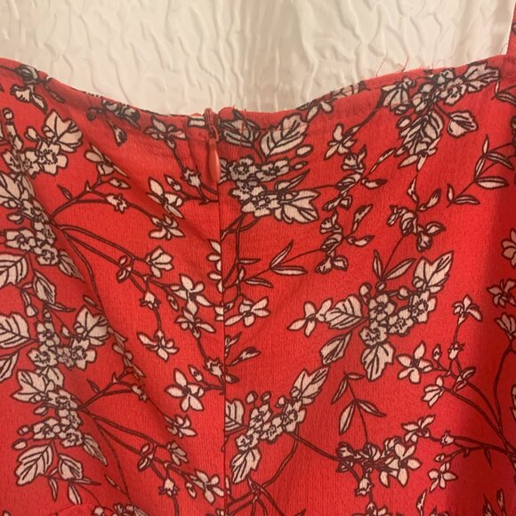 Red Floral Ruffle Mini Dress with Adjustable Straps - Size M - Picture 4 of 4